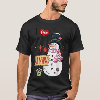 T-shirt J'Aime Être Un Mamaw Snowman Noël Funny Noël 