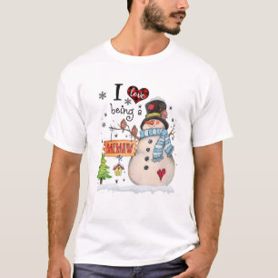 T-shirt J'Aime Être Un Mémorial Snowman Noël Drôle Noël