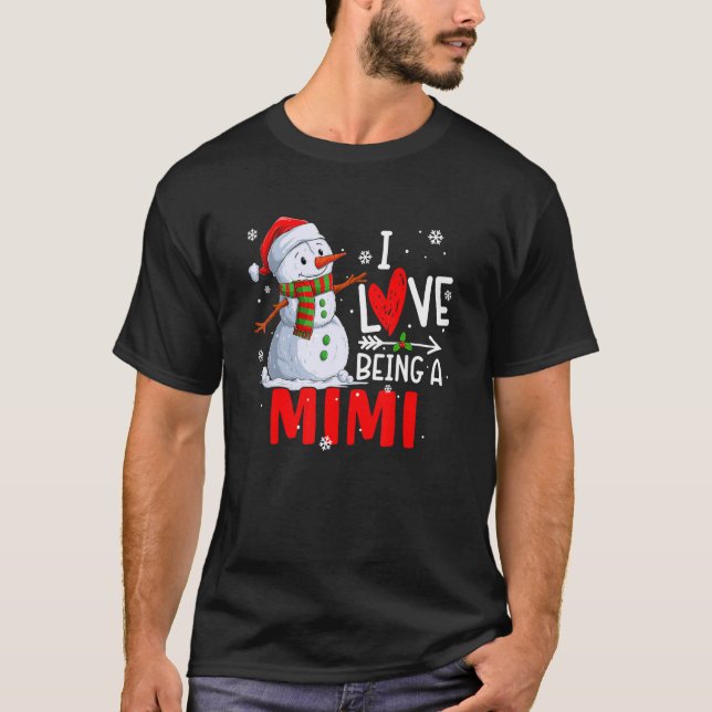 T-shirt J'Aime Être Un Mimi Snowman Noël Mimi Grand-mère (Devant)