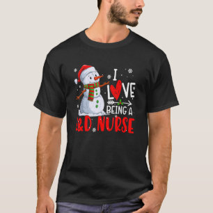 T-shirt J'Aime Être Une Vieille Infirmière Snowman Noël Tr