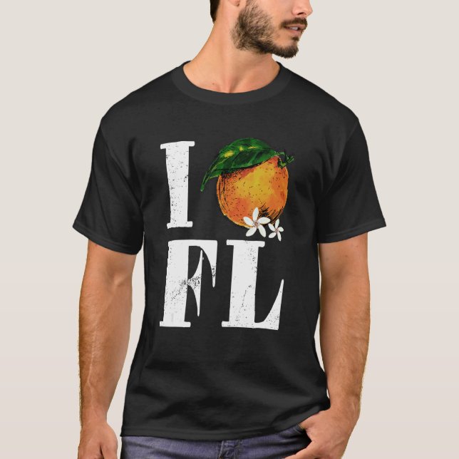 T-shirt J'aime Floride Orange Fruits États américains (Devant)