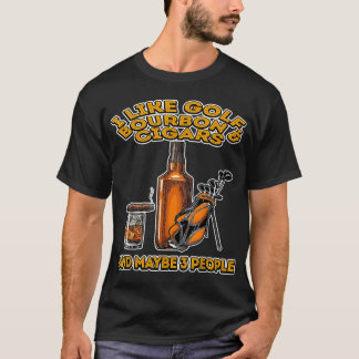 T-shirt J'aime Golf Bourbon et Cigars et peut-être 3 perso
