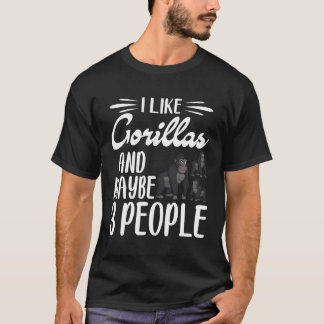 T-shirt J'Aime Gorillas Et Peut-Être 3 Personnes Gorilla L