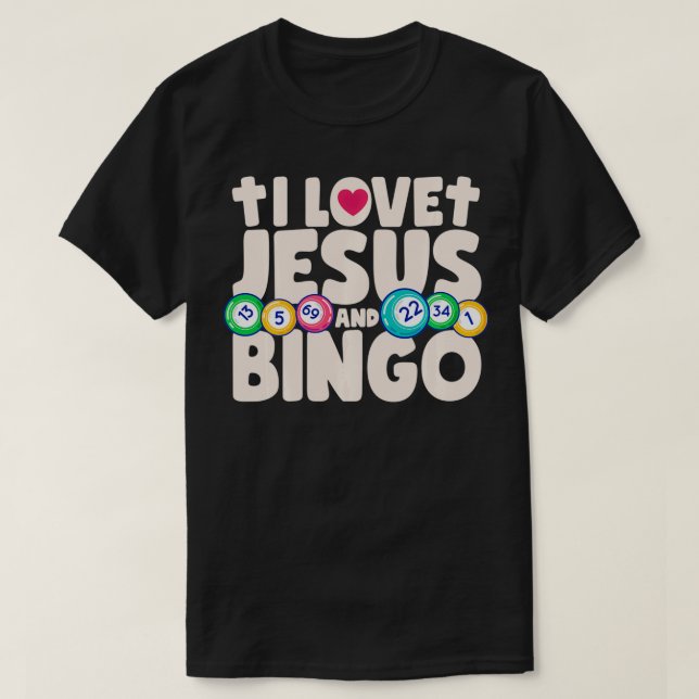 T-shirt J'Aime Jésus Et Bingo Christian Cross Board Jeux (Design devant)