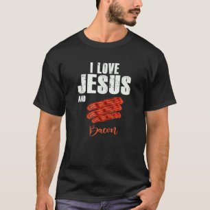T-shirt J'aime Jésus et le bacon drôle chrétien religieux