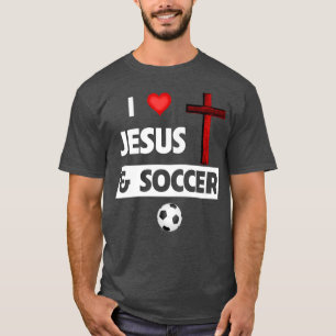 T-shirt J'aime Jésus et le soccer Christian Sport Ventilat