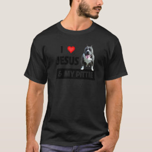 T-shirt J'aime Jésus et ma maman chien Pitbull Pittie papa