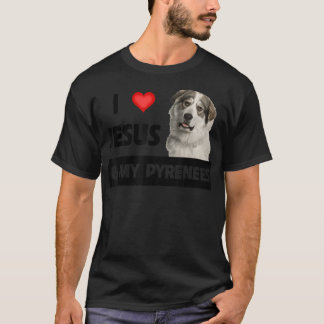 T-shirt J'aime Jésus et mes grandes Pyrénées Chien Maman P