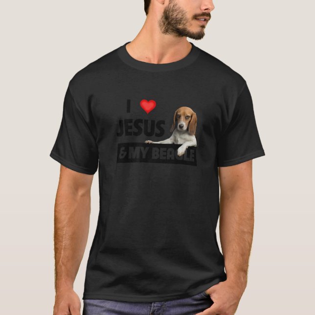 T-shirt J'Aime Jésus Et Mon Beagle Chien Maman Papa Pet Pa (Devant)