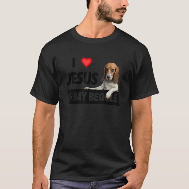 T-shirt J'Aime Jésus Et Mon Beagle Chien Maman Papa Pet Pa (Devant)