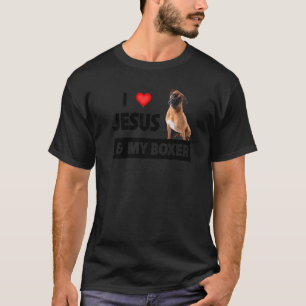 T-shirt J'Aime Jésus Et Mon Boxer Chien Maman Papa Pet Par