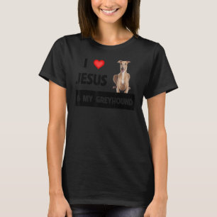 T-shirt J'Aime Jésus Et Mon Chien Greyhound Maman Papa Pet