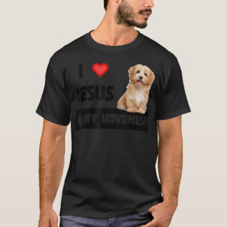 T-shirt J'aime Jésus et mon chien havanais maman papa anim