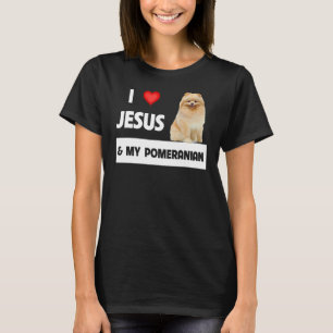 T-shirt J'Aime Jésus Et Mon Chien Poméranien Maman Et Papa