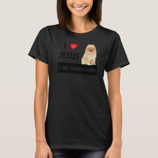 T-shirt J'Aime Jésus Et Mon Chien Poméranien Maman Et Papa