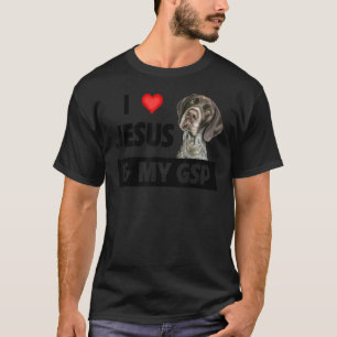 T-shirt J'Aime Jésus Et Mon Gsp Maman Papa Allemand Courte