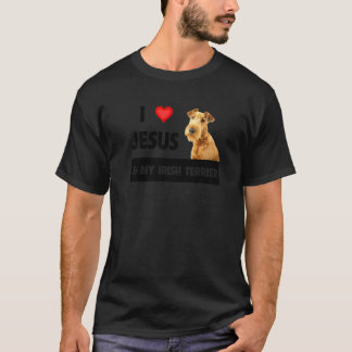 T-shirt J'Aime Jésus Et Mon Irlandais Terrier Chien Maman 