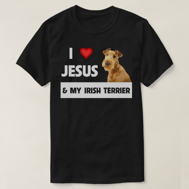 T-shirt J'aime Jésus et Mon Père Mère Chien Terrier Irland (Design devant)