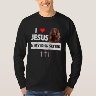 T-shirt J'aime Jésus et mon Setter Irlandais Maman Papa Ch