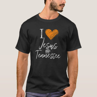 T-shirt J'Aime Jésus Et Tennessee Orange Coeur Mignonne Fa