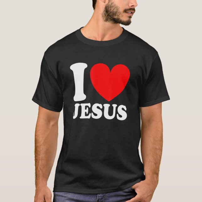 T-shirt J'aime Jésus I Coeur Rouge Jésus chrétien (Devant)