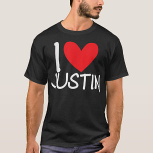 T-shirt J'aime Justin Nom Personnalisé Homme Mec Meilleur 
