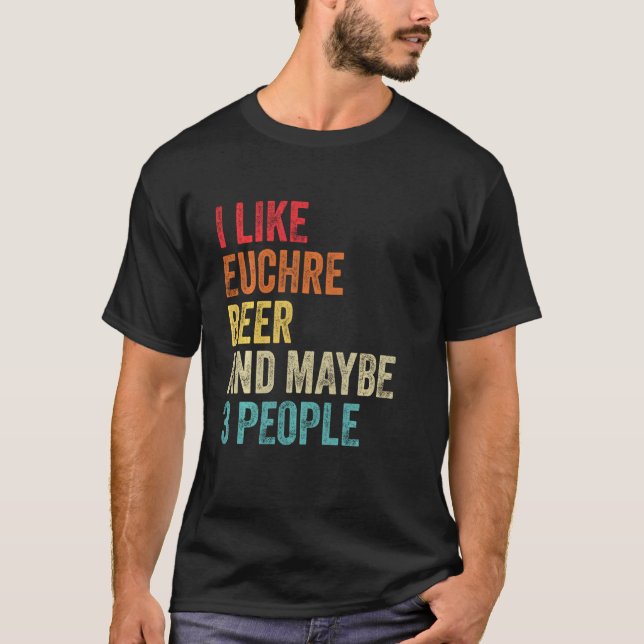 T-shirt J'Aime La Beer Euchre & Peut-Être 3 Personnes Cart (Devant)