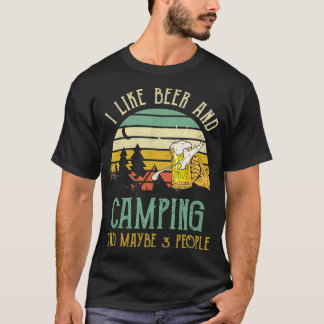 T-shirt J'Aime La Bière Boire Camping Peut-Être 3 Personne