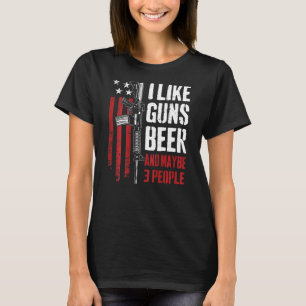 T-shirt J'Aime La Bière Des Armes À Feu Et Peut-Être 3 Gen