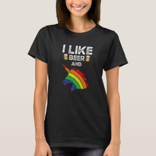 T-shirt J'aime la bière et la licorne arc-en-ciel cheval c
