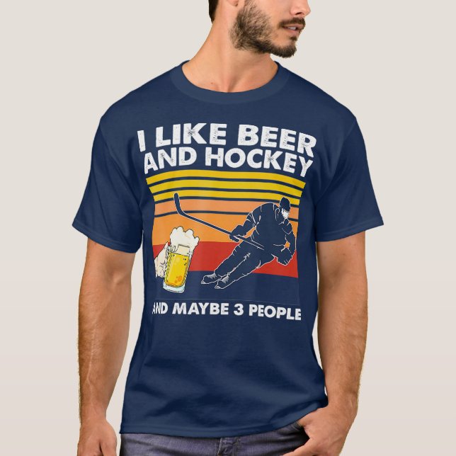 T-shirt J'aime la bière et le hockey peut-être 3 personnes (Devant)