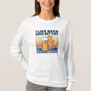 T-shirt J'Aime La Bière Et Mon Chat Et Peut-Être 3 Personn