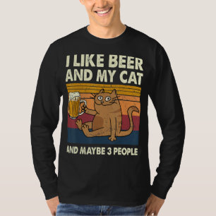 T-shirt J'Aime La Bière Et Mon Chat Et Peut-Être 3 Personn