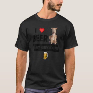 T-shirt J'Aime La Bière Et Mon Greyhound Maman Papa Chien 