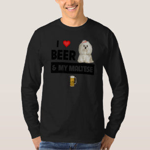 T-shirt J'Aime La Bière Et Mon Maltais Maman Papa Maltipoo