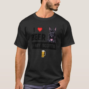 T-shirt J'Aime La Bière Et Mon Scottie Maman Papa Écossais