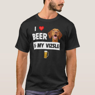 T-shirt J'Aime La Bière Et Mon Vizsla Maman Papa Chien Boi