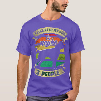 T-shirt J'aime la bière mon chien et peut-être 3 personnes