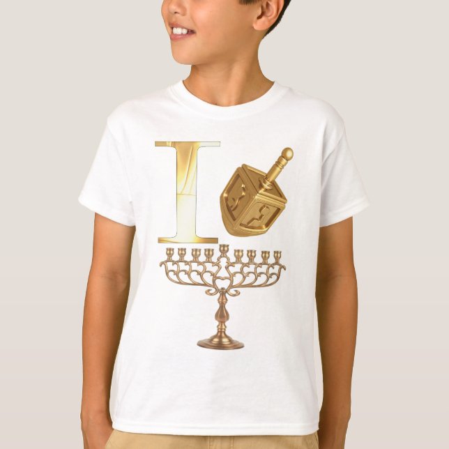T-shirt J'aime la chemise d'enfants de Chanukah (Devant)