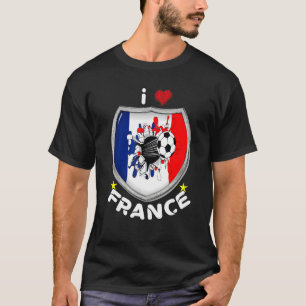 T-shirt J'aime La France J'aime Le Football Maillot Pour L
