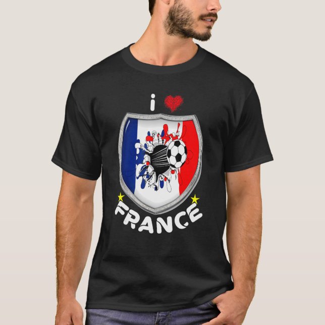 T-shirt J'aime La France J'aime Le Football Maillot Pour L (Devant)