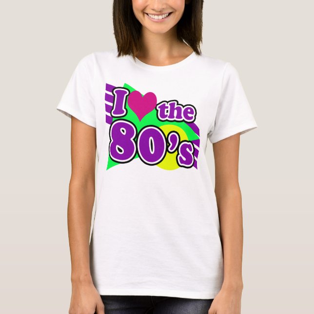 T-shirt J'aime la partie au néon géométrique d'années '80 (Devant)