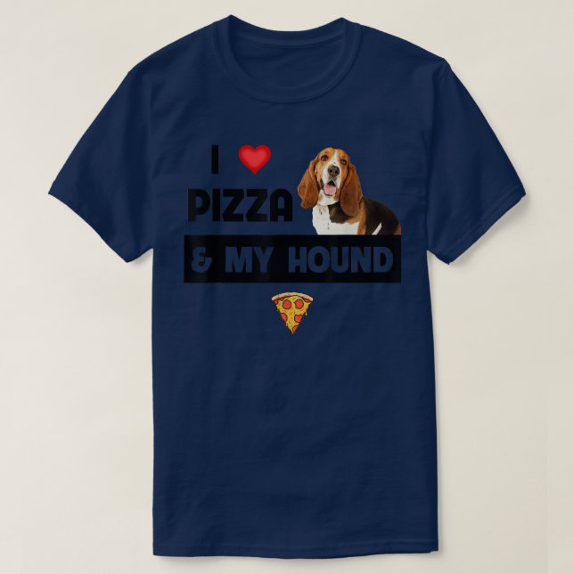 T-shirt J'Aime La Pizza Et Mon Bassett Hound Chasse Chien  (Design devant)