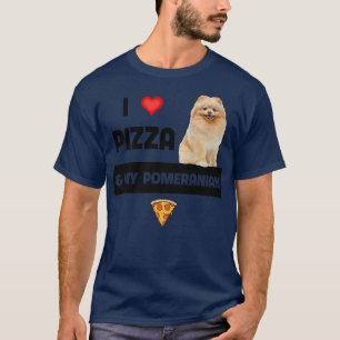 T-shirt J'Aime La Pizza Et Mon Chien Poméranien Pepperoni 