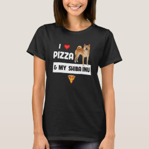 T-shirt J'Aime La Pizza Et Mon Chien Shiba Inu Pepperoni F