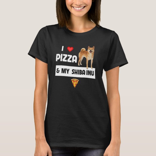 T-shirt J'Aime La Pizza Et Mon Chien Shiba Inu Pepperoni F (Devant)