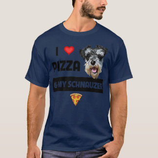 T-shirt J'Aime La Pizza Et Mon Schnauzer Chien Pepperoni F