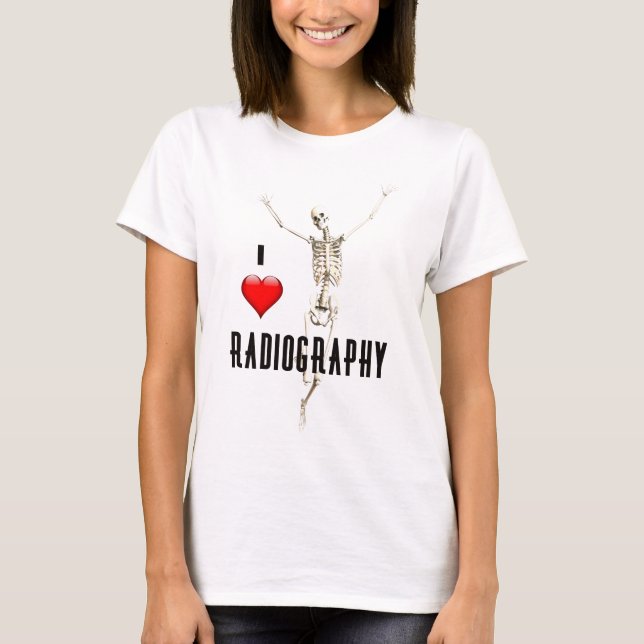 T-shirt "J'aime la radiographie" avec le squelette joyeux (Devant)