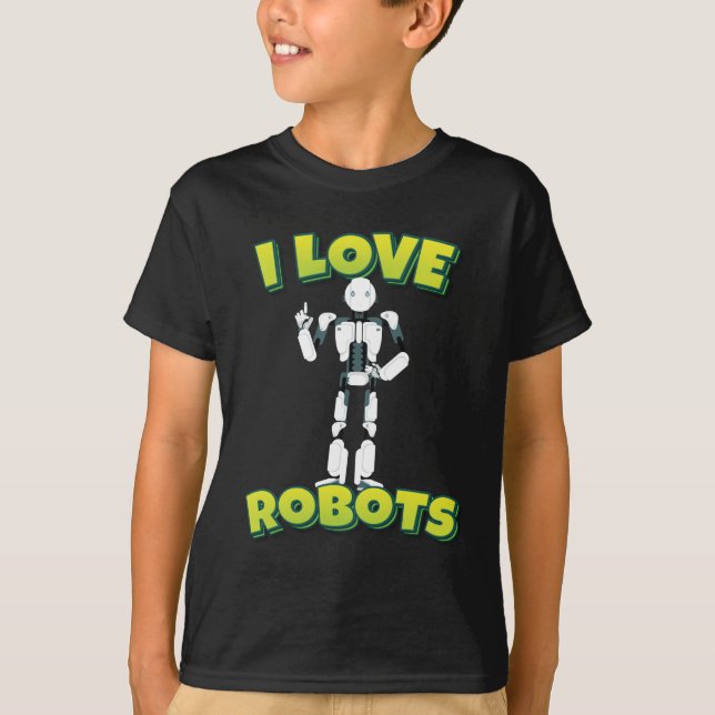 T-shirt J'aime la robotique des robots (Devant)
