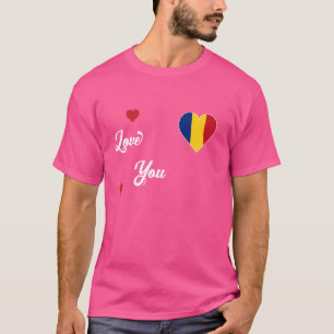 T-shirt J'aime la Roumanie avec le drapeau roumain dans un